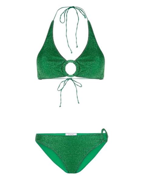 Oséree Lumière Metallic Bikini Set in Green Lyst