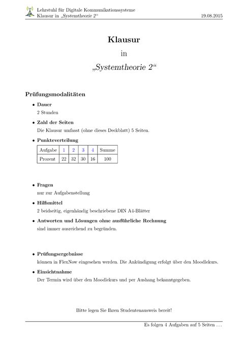 Klausur Sommersemester 2015 Fragen Lehrstuhl F Ur Digitale