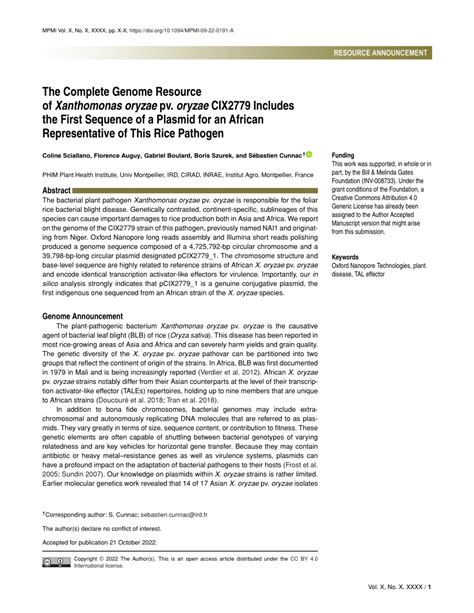 PDF The Complete Genome Resource Of Xanthomonas Oryzae Pv Oryzae