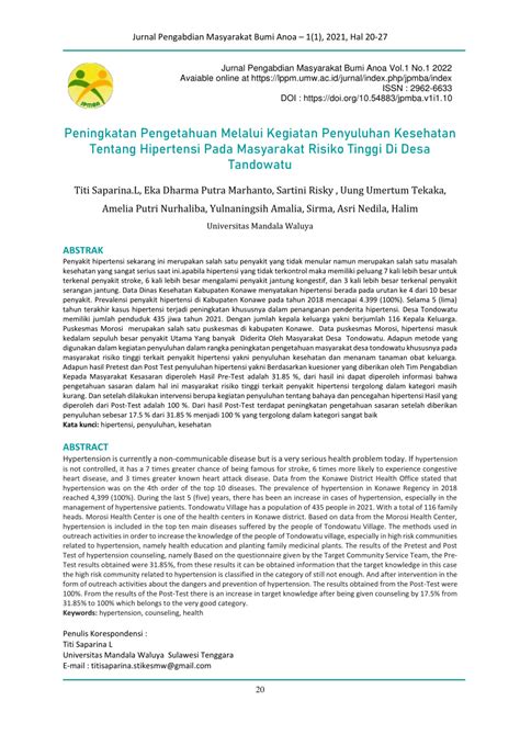 PDF Peningkatan Pengetahuan Melalui Kegiatan Penyuluhan Kesehatan