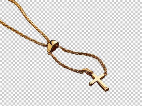 Premium Psd Golden Color Of Chain With Christians Cross Sign