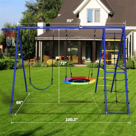 Metal Playground Swing Set 6 Station Kids Outdoor Ubuy India