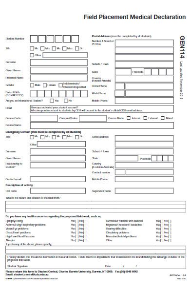 Free 50 Medical Declaration Forms Download How To Create Guide Tips