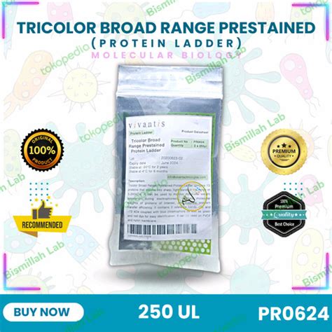 Jual Tricolor Broad Range Prestained Protein Ladder Kda