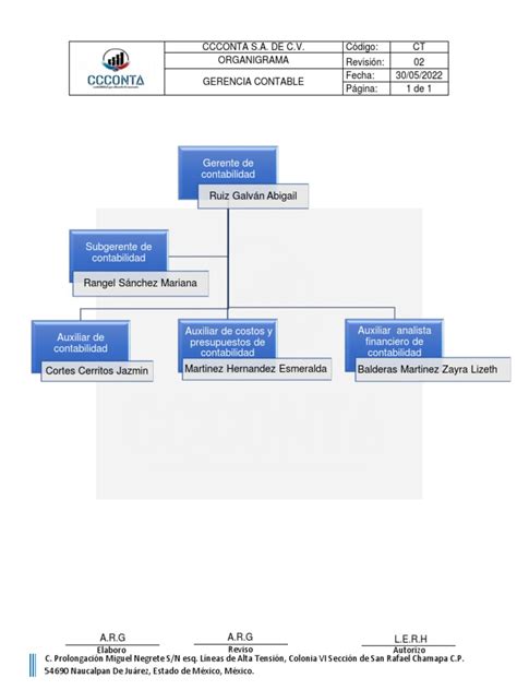 Organigrama Departamento Contable Pdf Contador Contabilidad