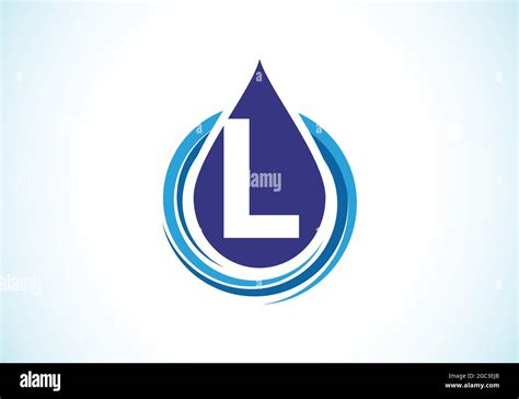 Initial L Monogram Alphabet With Water Drop In A Spiral Waterdrop Logo