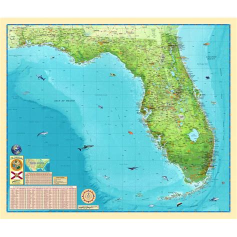 Florida Illustrated State Wall Map By Compart The Map Shop