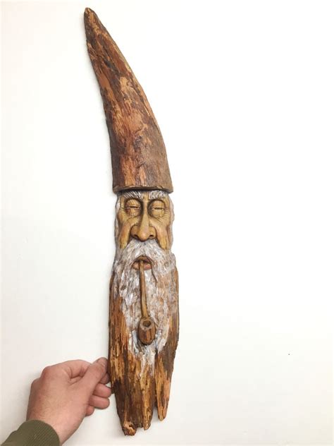 Sale 1/3 Off Wizard Wood Spirit Wood Carving Old Man Hand