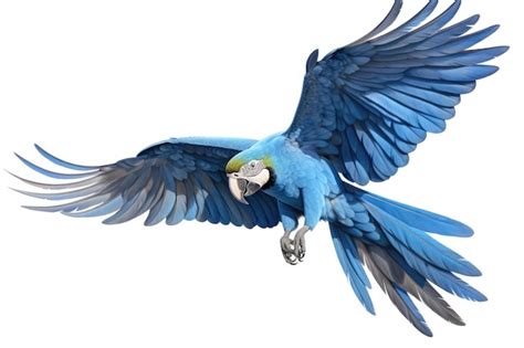 Premium Photo | Blue parrot flying through the air with its wings spread