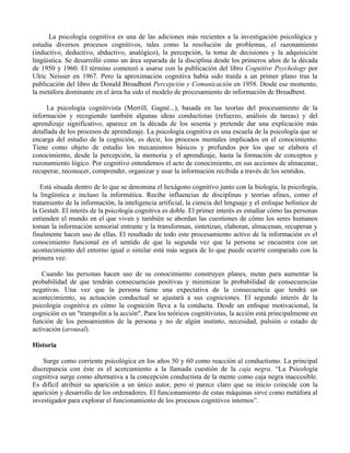 Teoria De La Psicologia Cognitivista PDF