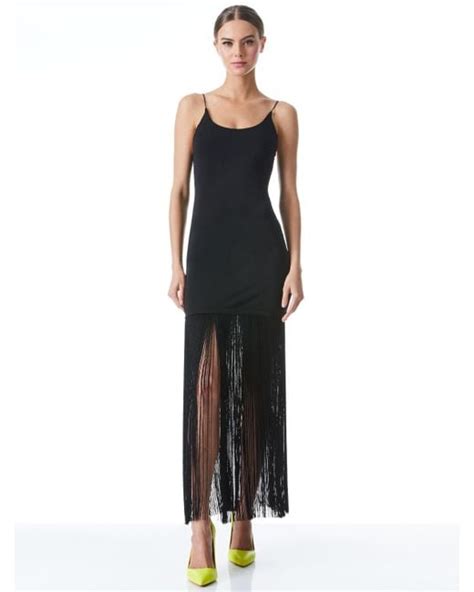 Alice Olivia Alice Olivia Steph Scoop Neck Fringe Dress In Black Lyst