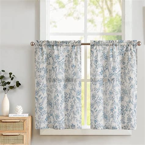 Topick Floral Kitchen Curtains Inch Drop Linen Kitchen Curtains