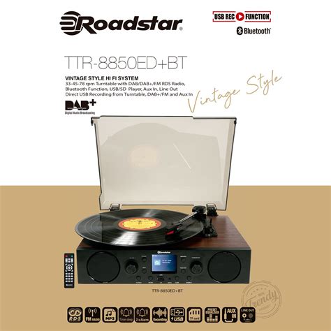 Roadstar Ttr Ed Bt Equipo De M Sica Hi Fi Tocadiscos Rpm