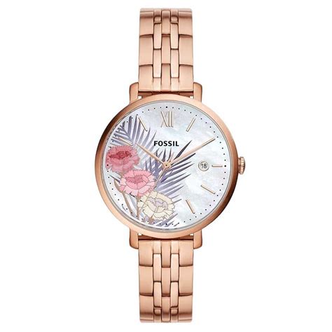 Ng H N Fossil Jacqueline Three Hand Date Rose Gold Tone Stainless