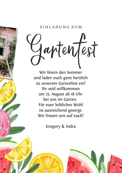 Einladung Gartenfest Sommerlook Send A Smile