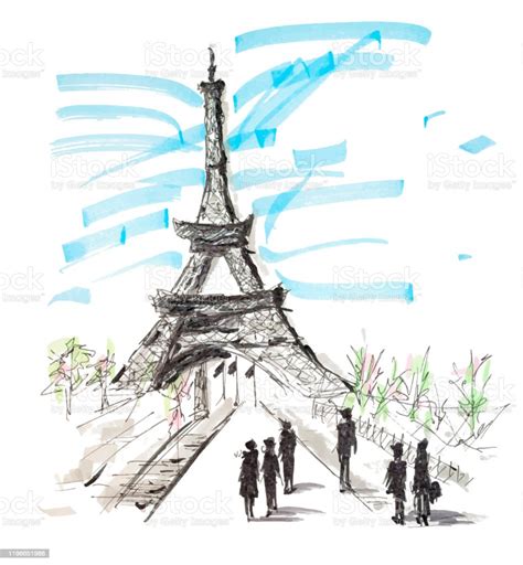 Detail Gambar Sketsa Menara Eiffel Koleksi Nomer