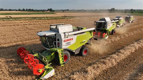 Harvesting Wheat With 4 X Claas Lexion Tucano 2x Dominator Lamerant Youtube