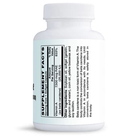 Dzlogic Beta Carotenevitamin A 25000 Iu 100 Softgels Dzlogic Store