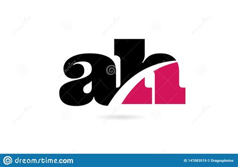 Ah A H Pink And Black Alphabet Letter Combination Logo Icon Design Stock Illustration