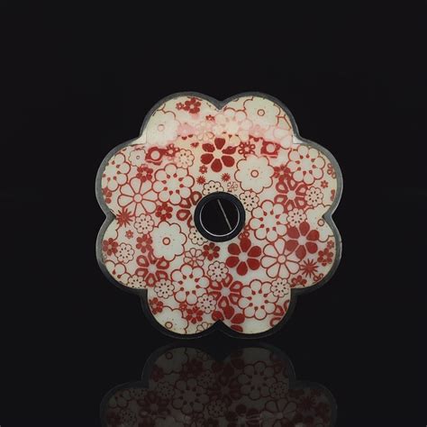 Jane Moore Contemporary Silver Red Flower Enamel Brooch Designyard