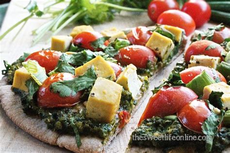 Palak Paneer Pita Pizza Vegetarian Recipes Indian Food Recipes Pita