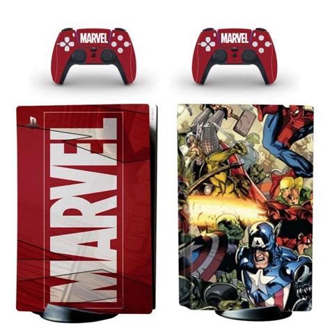 Kit Autocollants Pour Console Ps5 Marvel Sticker Skin Pour Playstation