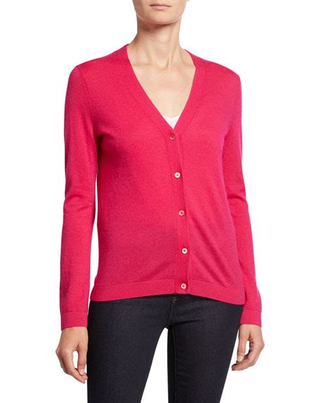 Neiman Marcus Cashmere Collection Superfine Cashmere Button Front