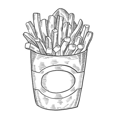 Croquis Dessin S La Main Isol De Restauration Rapide De Frites Avec