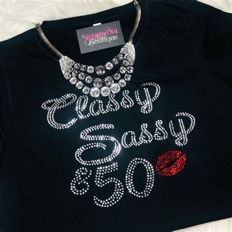 50th Birthday Bling Shirts For Women Rhinestone Shirt Fifty Etsy