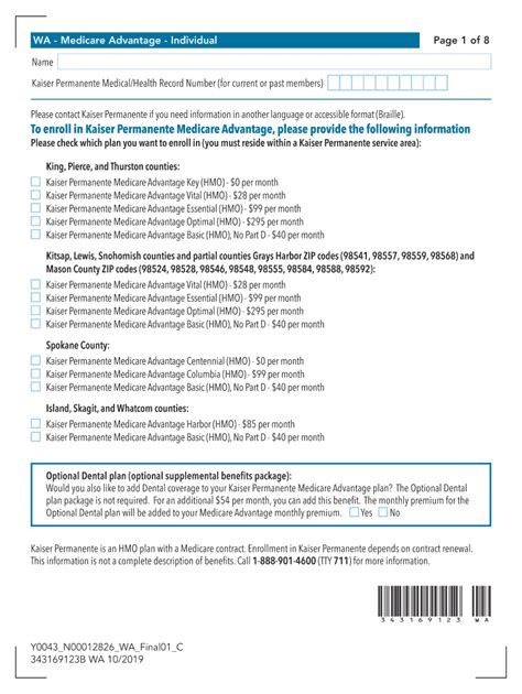 Fillable Online 2020 Medicare Advantage Enrollment Form Wa Fax Email Print Pdffiller