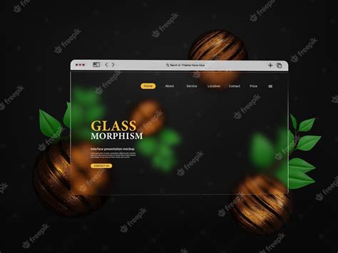 Premium Psd 3d Web Interface Presentation Mockup With Blurred Or Frosted Glass Morphism Effects