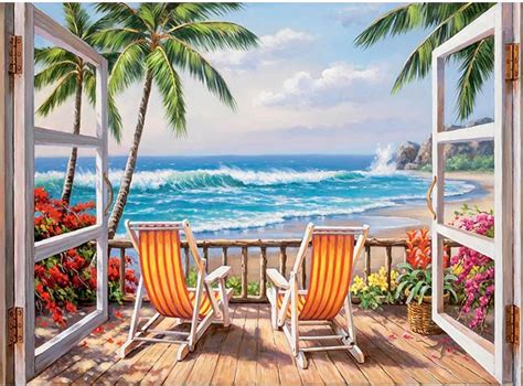 DAERLE Peinture Diamant Adulte Plage De Sable Diamond Painting 5D