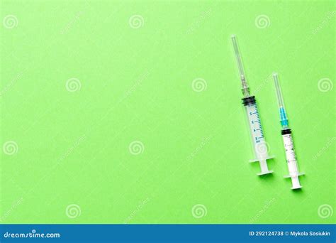 Top View Of Medical Syringes On Colorful Background Health Care