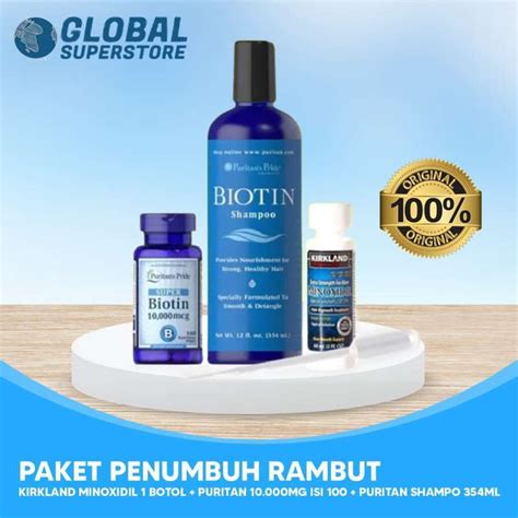 Jual Paket Kirkland Minoxidil Biotin 10 000 Mcg Isi 100 Puritan