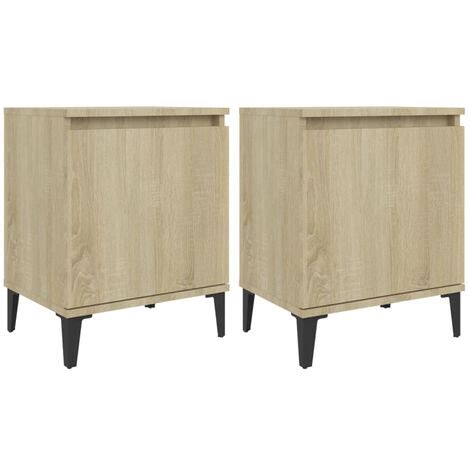 VIDAXL Tables de chevet pieds en métal 2 pcs Chêne sonoma 40x30x50 cm