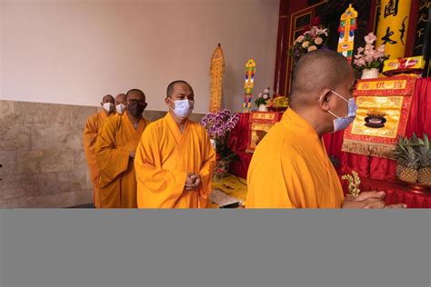 Bandung City Indonesia 2022 A Group Of Monks With Orange And Red