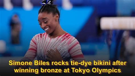 Simone Biles Rocks Tie Dye Bikini After Winning Bronze At Tokyo