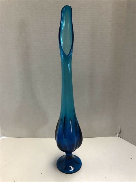 Epic Viking Glass Vase 225 Tall Blue Swung Stretch Pedestal Etsy Viking Glass Glass Vase Vase