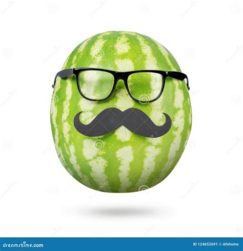 Mr Watermelon With Glasses And A Black Mustache Isolated On White