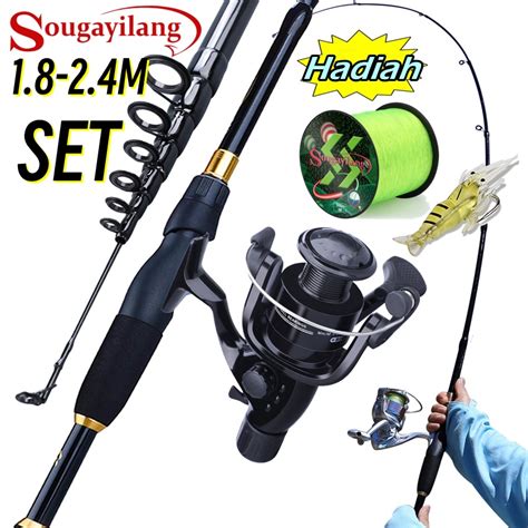 Sougayilang Fishing Rod Telescopic Set Reel Fishing Size For