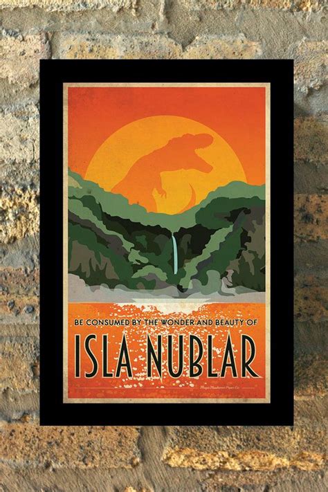 Jurassic Park Isla Nublar Travel Poster Vintage Print Geekery Wall Art