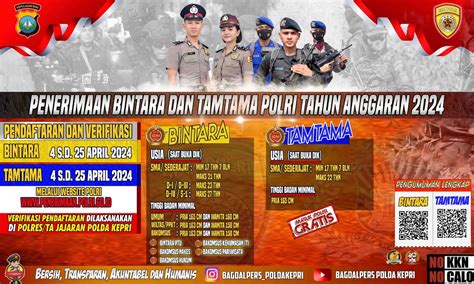 Polda Kepri Buka Pendaftaran Penerimaan Bintara Dan Tamtama Polri T A