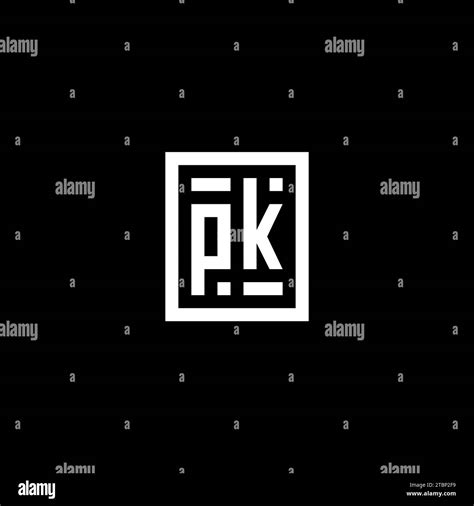 PK Initial Logo With Square Rectangular Shape Style Design Ideas Stock