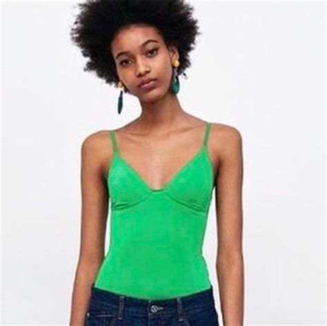 Zara Tops Zara Satin Effect Bustier Bodysuit M Poshmark