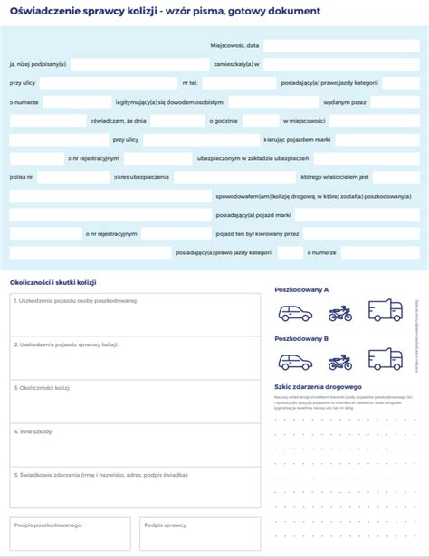 Oświadczenie sprawcy kolizji 2024 kiedy i jak sporządzić Pobierz