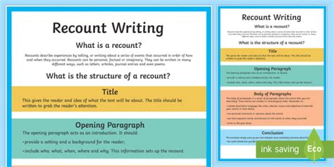 Year 5 Recount Writing Poster Australia Primary Resources