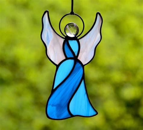 Stained Glass Angel Religious T Angel Glass Suncatcher Window Hanging Ebay