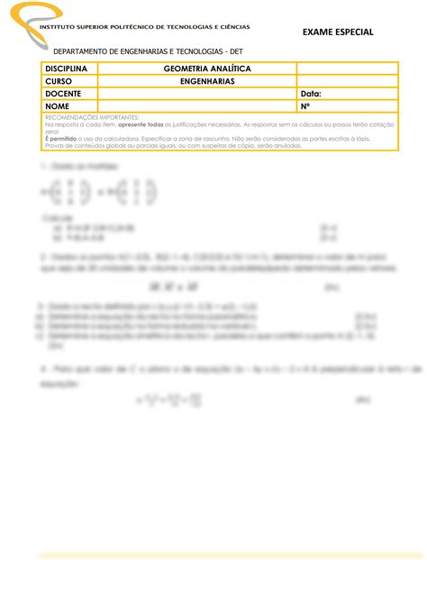 Solution Exame Especial Geometria Analitica Studypool