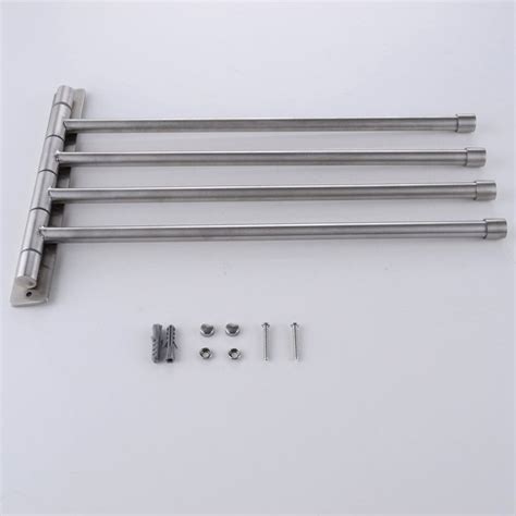 KES Swivel Towel Rail 4 Arm Bathroom Swing Hanger Towel Rack Holder