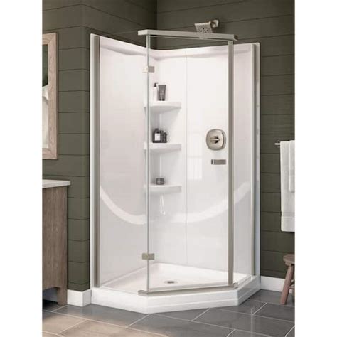 Delta 38 In L X 38 In W X 72 In H Corner Neo Angle Panwalldoor Shower Stall Kit In White